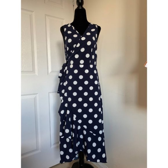 Polka Dot Knot Side Wrap Dress - Picture 9 of 10
